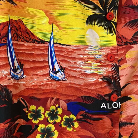 La La Leela Hawaiian Shirt Aloha 100% Terivoile Button Up Short Sleeve  Size S - Picture 7 of 11